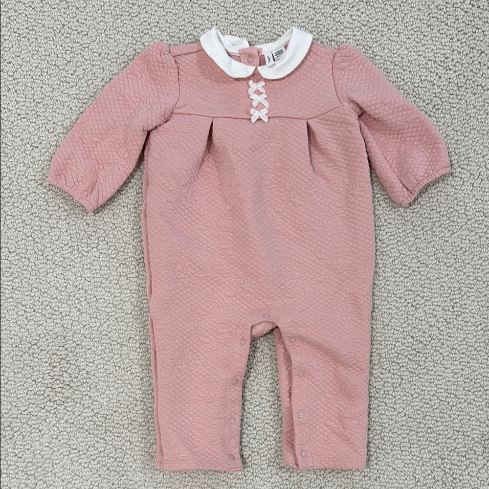 Janie and Jack Blush Quilted Footie